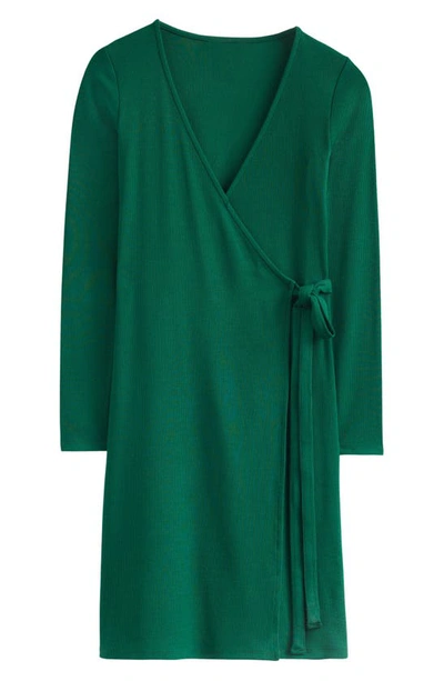 Boden Ribbed-jersey Wrap Dress Emerald Night Women