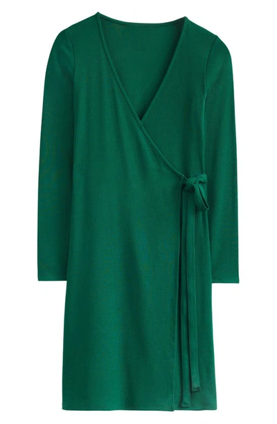 Boden Ribbed-jersey Wrap Dress Emerald Night Women | ModeSens