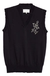 Maison Margiela Black Wool Vest In Navy
