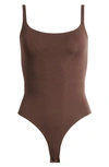 Skims Fits Everybody Square Neck Sleeveless Bodysuit In Espresso