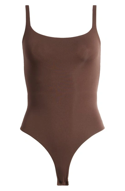 Skims Fits Everybody Square Neck Sleeveless Bodysuit In Espresso