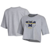 Champion Heather Gray Michigan Wolverines Boyfriend Cropped T-shirt In Gray