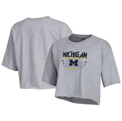 Champion Heather Gray Michigan Wolverines Boyfriend Cropped T-shirt