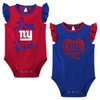 OUTERSTUFF GIRLS NEWBORN & INFANT ROYAL/RED NEW YORK GIANTS SPREAD THE LOVE 2-PACK BODYSUIT SET