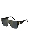 Marc Jacobs Mirrored Graphic Acetate Shield Sunglasses In Gold Pattern Black/ Gold Decor