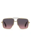 Marc Jacobs 59mm Gradient Square Sunglasses With Chain In Gold Pink Multi