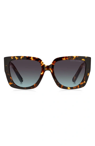 Marc Jacobs 54mm Square Sunglasses In Havana/ Brown Blue