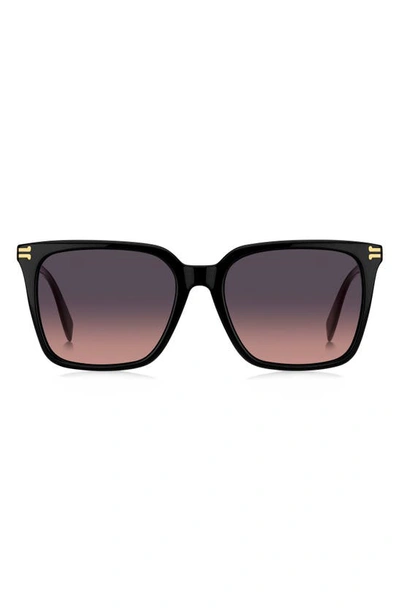 Marc Jacobs Sleek Gradient Acetate Square Sunglasses In Black/purple Gradient