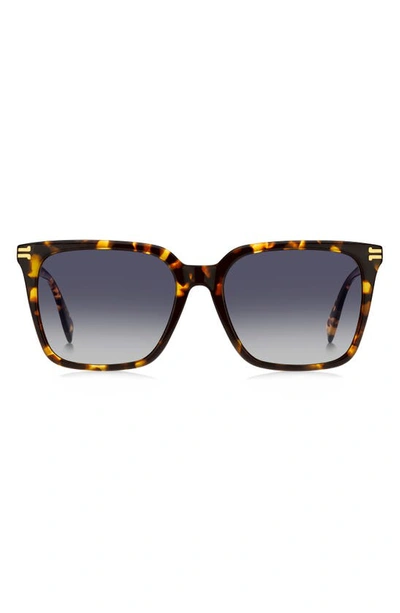Marc Jacobs 55mm Square Sunglasses In Havana/ Grey Shaded Blue