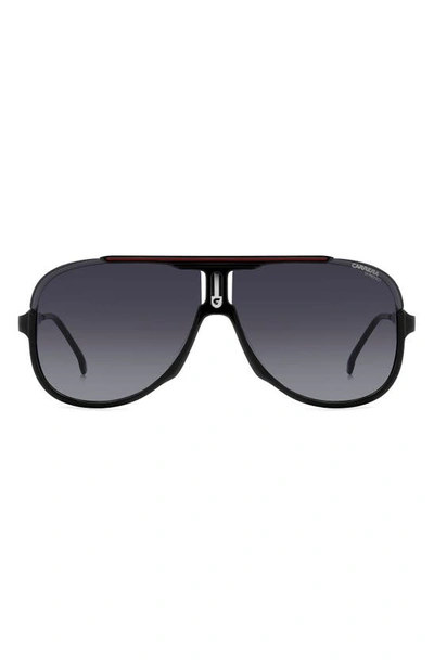 Carrera Eyewear 64mm Oversize Aviator Sunglasses In Black Red/ Grey Shaded