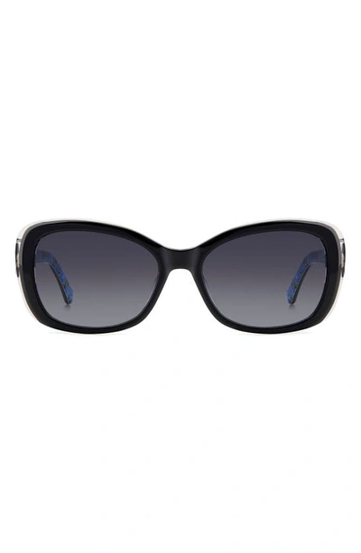 Kate Spade Elowen 55mm Gradient Round Sunglasses In Black/ Grey Shaded