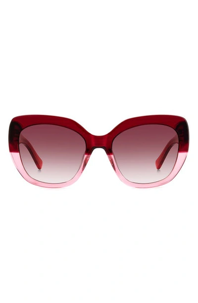 Kate Spade Winslet 55mm Gradient Round Sunglasses In Red Pink/ Burgundy Shaded