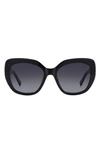 Kate Spade Winslet 55mm Gradient Round Sunglasses In Black/ Grey Shaded