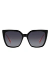 Kate Spade Marlowe 55mm Gradient Square Sunglasses In Black Pink/grey Shaded