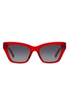 Kate Spade Fay 54mm Gradient Cat Eye Sunglasses In Red Grey Shaded