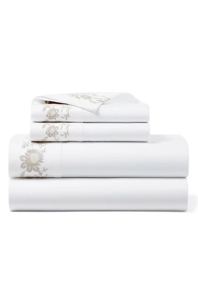 Ralph Lauren Organic Cotton Eloise Embroidery Sheet In True Platinum