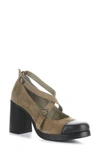 Fly London Sliv Strappy Block Heel Pump In 001 Black/ Taupe