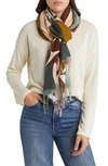 Nordstrom Tissue Print Wool & Cashmere Wrap Scarf In Pink Flourishing Layers