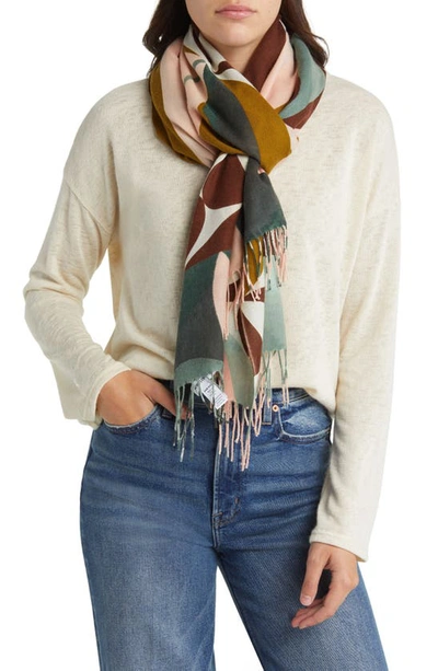 Nordstrom Tissue Print Wool & Cashmere Wrap Scarf In Pink Flourishing Layers