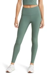 Zella Luxe Rib High Waist Leggings In Green Duck