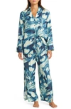 Open Edit Classic Cool Oversize Pajamas In Blue Painterly Abstract Floral