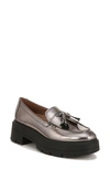 Naturalizer Nieves Tassel Platform Loafer In Pewter Grey Leather