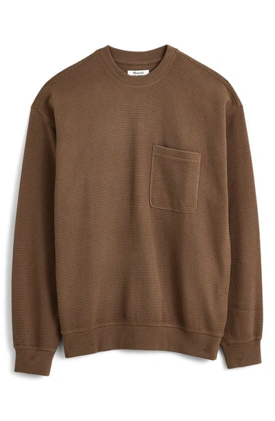 Madewell Waffle Knit Pocket Sweatshirt In Ground Carob ModeSens