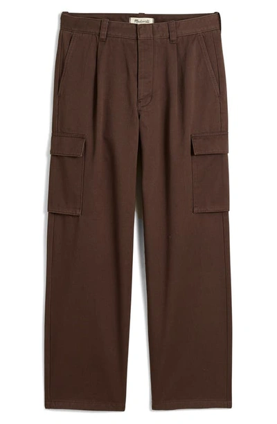 Madewell Pleated Cotton Cargo Pants In Roasted Chickory
