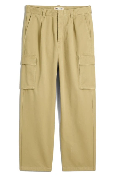 Madewell Pleated Cotton Cargo Pants In Ash Green