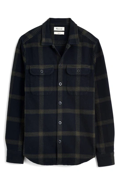 Madewell Brushed Flannel Shirt Jacket In Black Coal