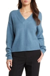 Open Edit V-neck Sweater In Blue Stone