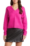 Open Edit V-neck Sweater In Pink Fuchsia