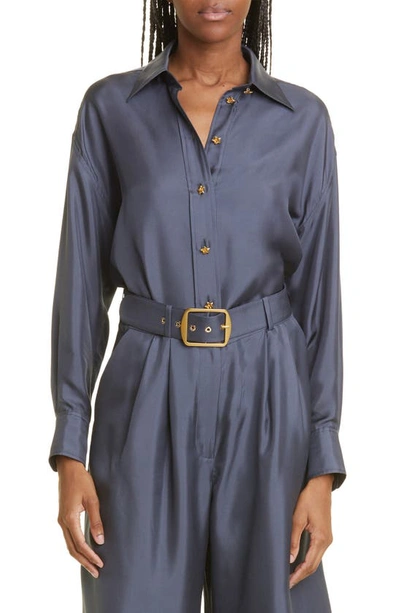 Zimmermann Women's Lyrical Relaxed Silk Shirt In Blue