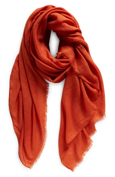 Akris Cashmere & Silk Fringe Scarf In 262 Rustic Red
