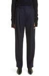 Totême Pleated Wool-blend Trousers In Navy