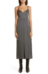 Totême Front-split Crepe Cami Dress Lead In Lead