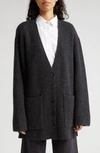 Totême Ribbed Wool Cardigan Charcoal Melange