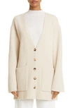 Totême Oversize Rib Lambswool Cardigan In Stone
