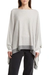 Nordstrom Cotton & Cashmere High-low Poncho In Grey Combo
