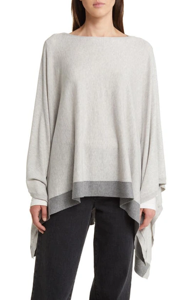 Nordstrom Cotton & Cashmere High-low Poncho In Grey Combo