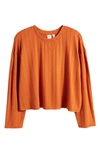 Bp. Cozy Rib Oversize Pajama Top In Rust Texan