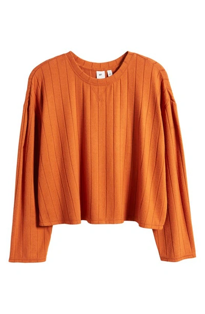 Bp. Cozy Rib Oversize Pajama Top In Rust Texan