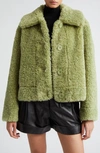 Stand Studio Green Melina Faux-shearling Jacket In Sage Green