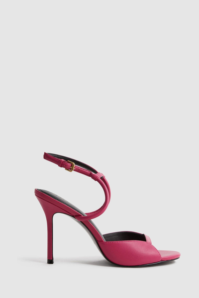 Reiss Harper - Bright Pink Leather Strappy Heels, Uk 7 Eu 40