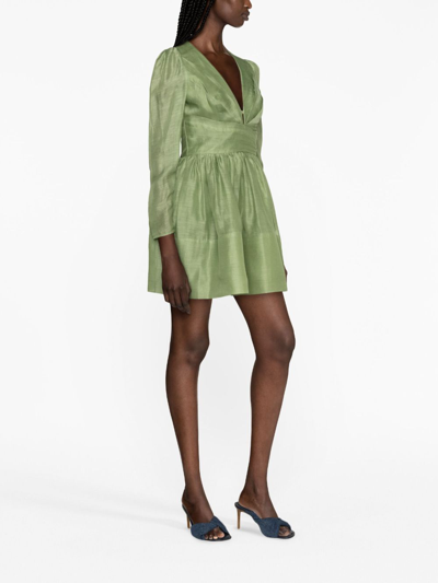 Zimmermann Lyrical Cross Over A-line Mini Dress In Green