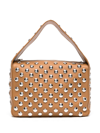 KHAITE BROWN ELENA STUDDED LEATHER SHOULDER BAG