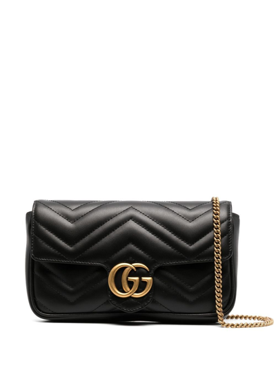 Gucci Gg Marmont Mini Chain Wallet Bag In Black