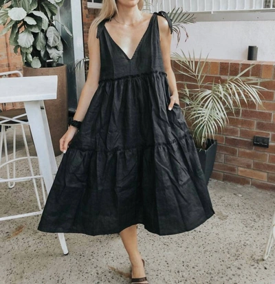 Ljc Designs Ostuni Linen Dress In Black