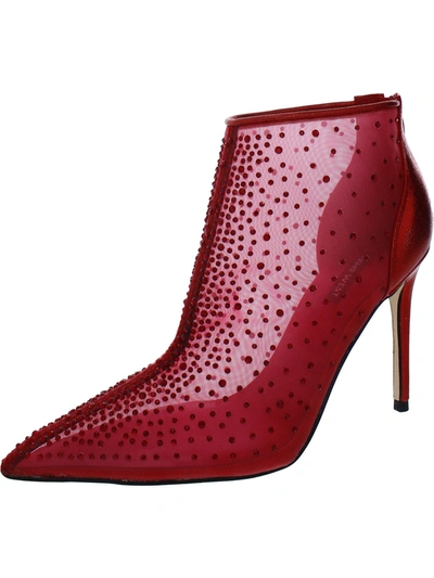 Nine West For Now Womens Faux Leather Rhinestone Booties In Red