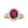 ROSS-SIMONS BURMESE RUBY AND . DIAMOND RING IN 18KT YELLOW GOLD
